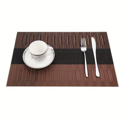 Striped Woven Placemats Set Washable Heat Insulation Pads Tabletop Protection