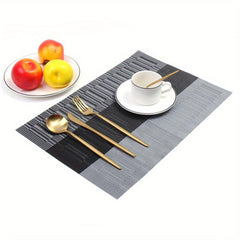 Striped Woven Placemats Set Washable Heat Insulation Pads Tabletop Protection