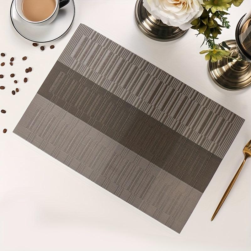 Striped Woven Placemats Set Washable Heat Insulation Pads Tabletop Protection