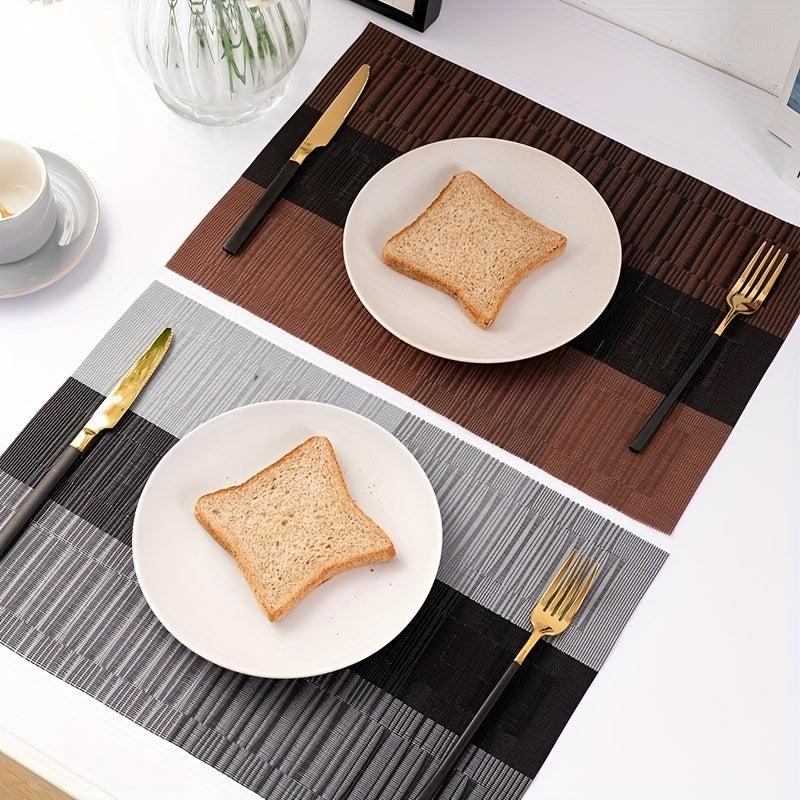 Striped Woven Placemats Set Washable Heat Insulation Pads Tabletop Protection