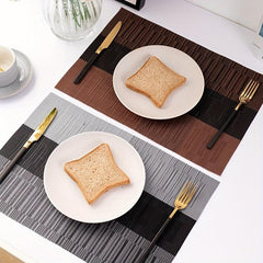 Striped Woven Placemats Set Washable Heat Insulation Pads Tabletop Protection