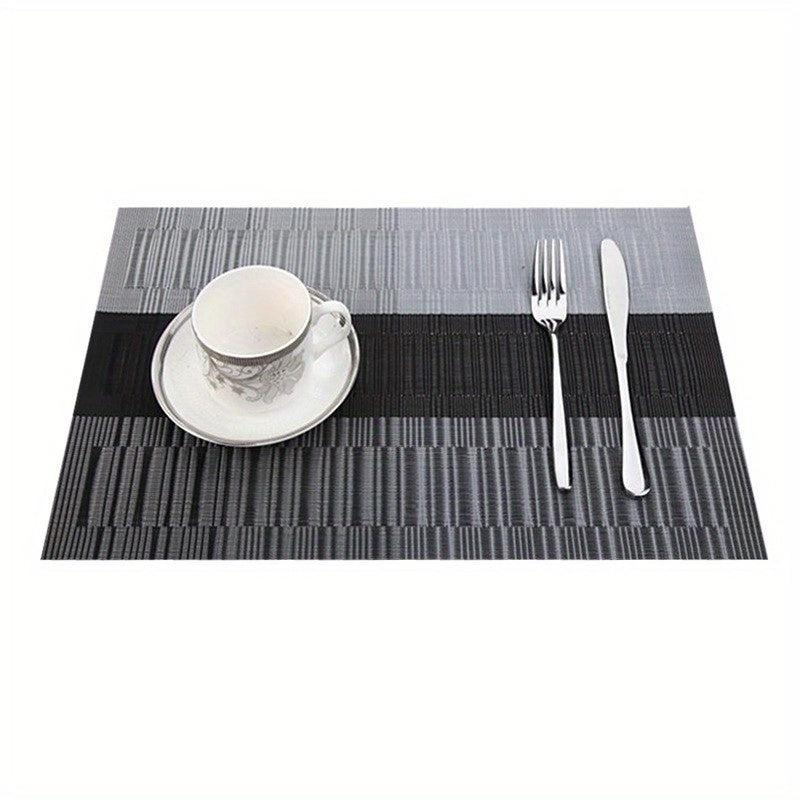 Striped Woven Placemats Set Washable Heat Insulation Pads Tabletop Protection