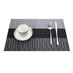 Striped Woven Placemats Set Washable Heat Insulation Pads Tabletop Protection