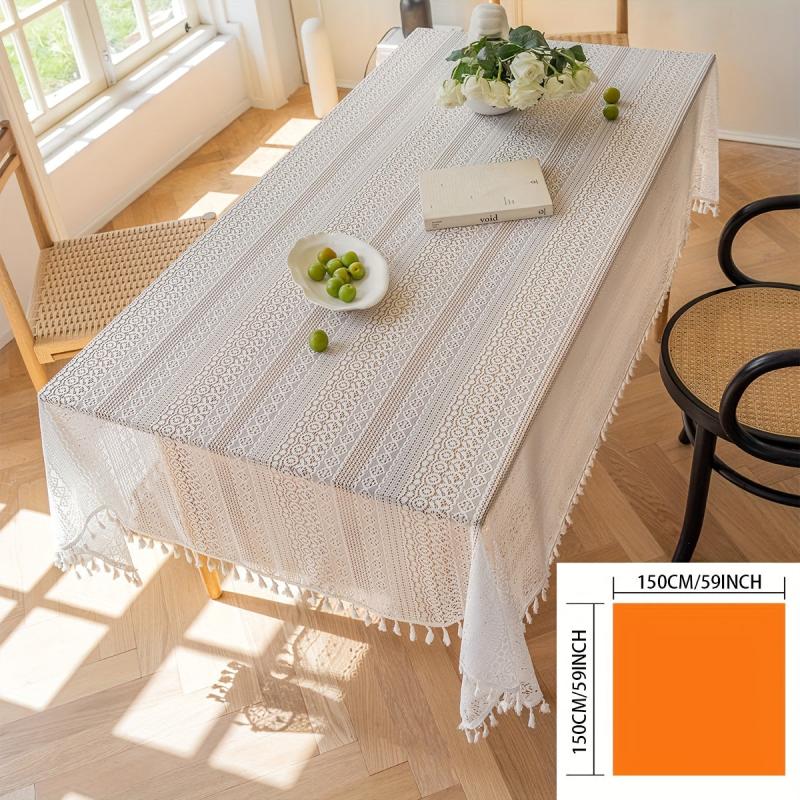 Polyester Table Cloth Copper Money Crochet Tie Pastoral Crochet Cover Towel