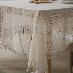 Bohemian Crochet Lace Tablecloth for Dining Farmhouse Style