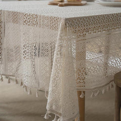 Bohemian Crochet Lace Tablecloth for Dining Farmhouse Style