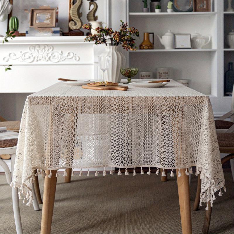 Bohemian Crochet Lace Tablecloth for Dining Farmhouse Style