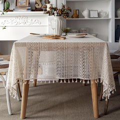 Bohemian Crochet Lace Tablecloth for Dining Farmhouse Style