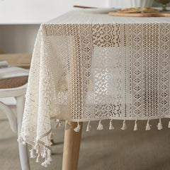 Bohemian Crochet Lace Tablecloth for Dining Farmhouse Style