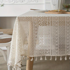 Bohemian Crochet Lace Tablecloth for Dining Farmhouse Style