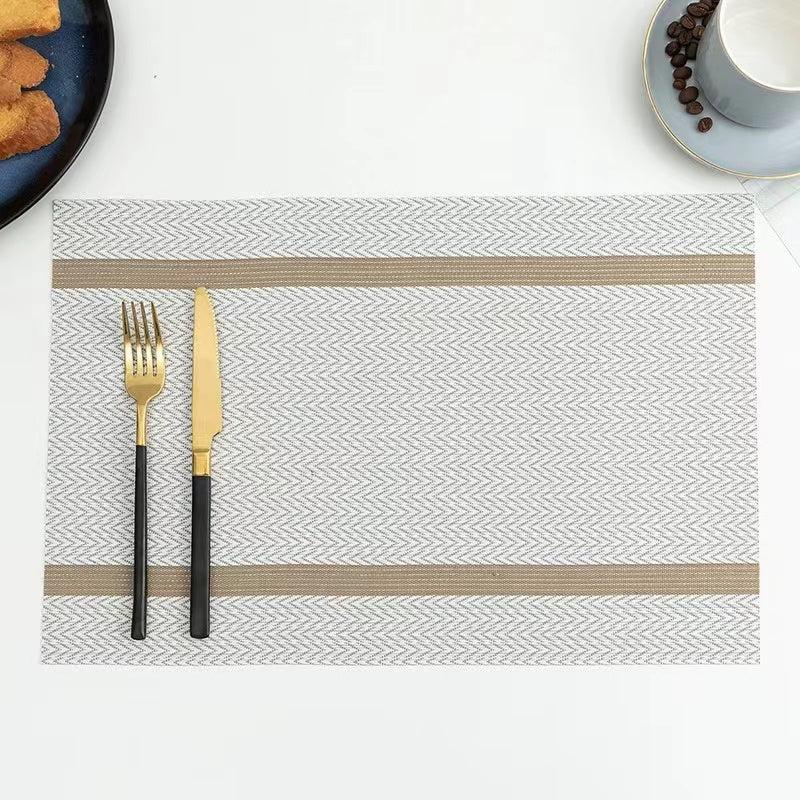 Golden Thread Jacquard PVC Place Mat Waterproof Insulating Table Mat