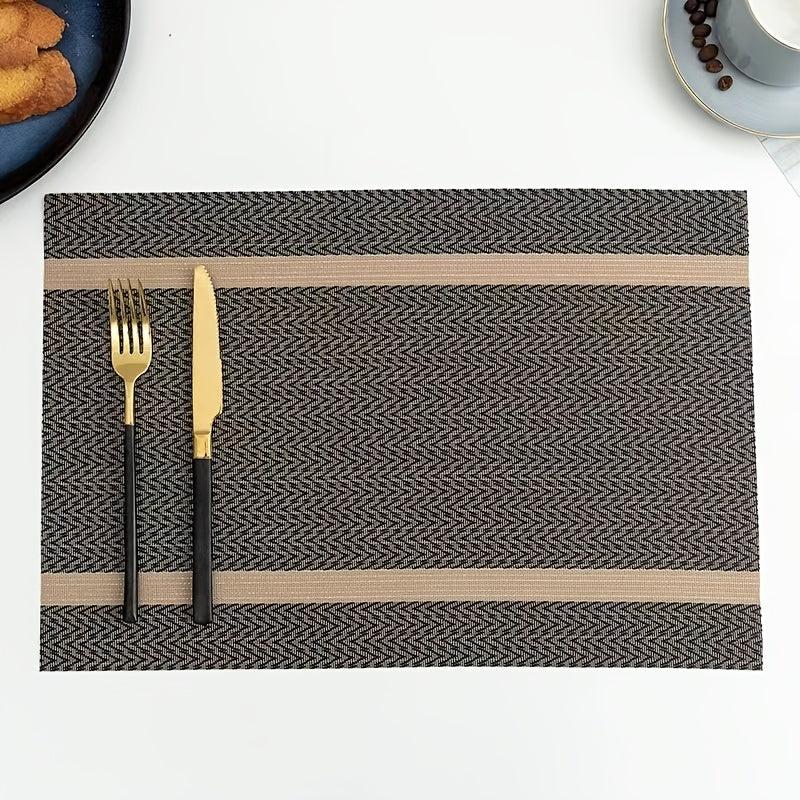 Golden Thread Jacquard PVC Place Mat Waterproof Insulating Table Mat