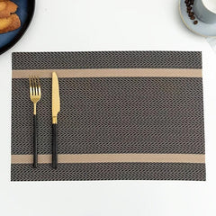 Golden Thread Jacquard PVC Place Mat Waterproof Insulating Table Mat