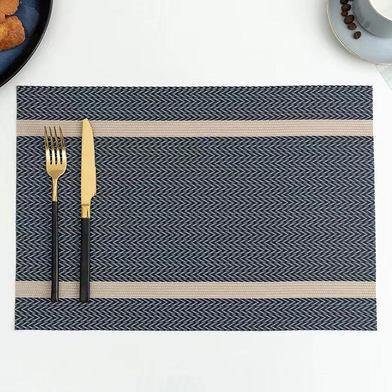 Golden Thread Jacquard PVC Place Mat Waterproof Insulating Table Mat