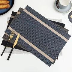 Golden Thread Jacquard PVC Place Mat Waterproof Insulating Table Mat
