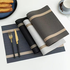Golden Thread Jacquard PVC Place Mat Waterproof Insulating Table Mat
