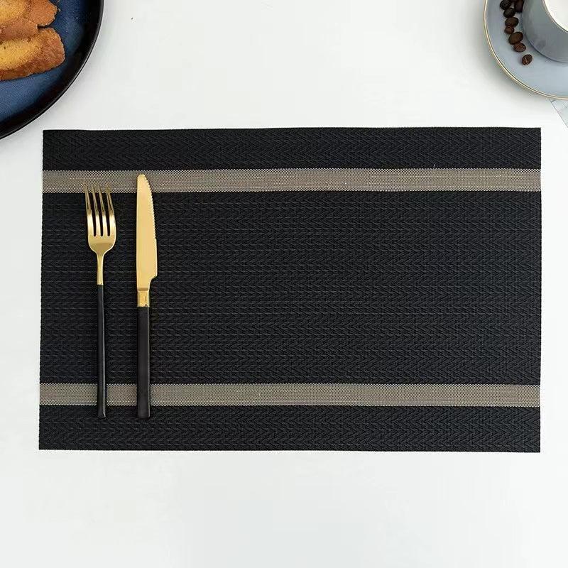 Golden Thread Jacquard PVC Place Mat Waterproof Insulating Table Mat