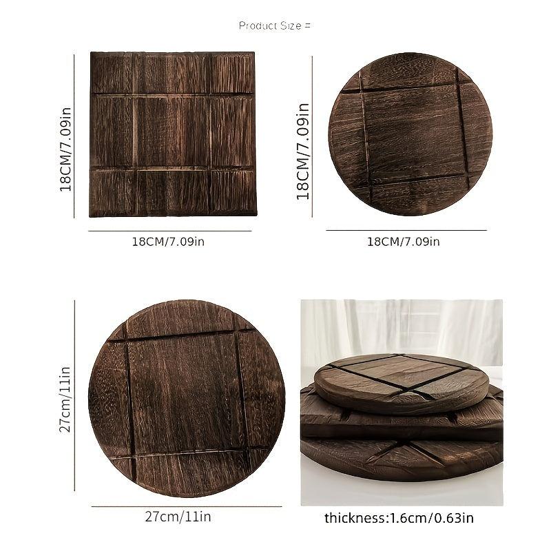 Wooden Trivet Hot Dish Pad Thick Heat Insulation Mat Tea Holder