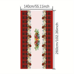 Polyester Tablecloth Merry Christmas Table Cover Red Plaid Bell Pattern
