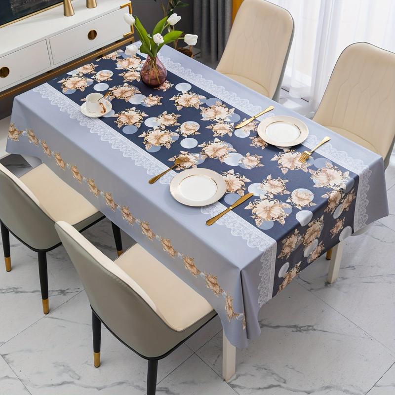Waterproof Polyester Tablecloth PVC Pearl Flower Style Table Cloth