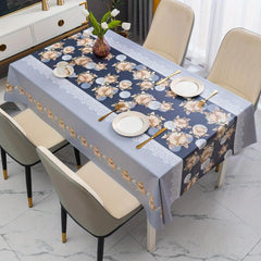 Waterproof Polyester Tablecloth PVC Pearl Flower Style Table Cloth