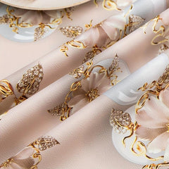 Waterproof Polyester Tablecloth PVC Pearl Flower Style Table Cloth