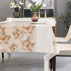 Waterproof Polyester Tablecloth PVC Pearl Flower Style Table Cloth