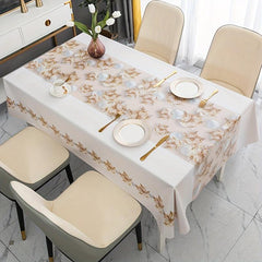 Waterproof Polyester Tablecloth PVC Pearl Flower Style Table Cloth