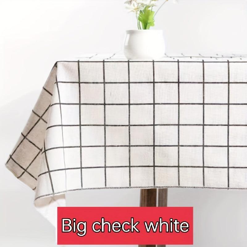 Small Fresh Style Linen Blend Tablecloth Lock Edge Waterproof Table Cloth