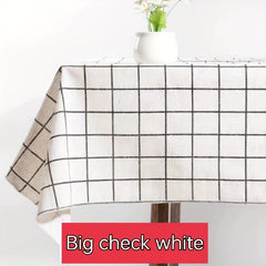 Small Fresh Style Linen Blend Tablecloth Lock Edge Waterproof Table Cloth