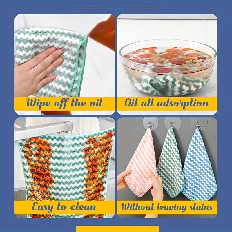 12pcs Coral Velvet Dishcloths Double Sided Dishwashing Towels Microfiber