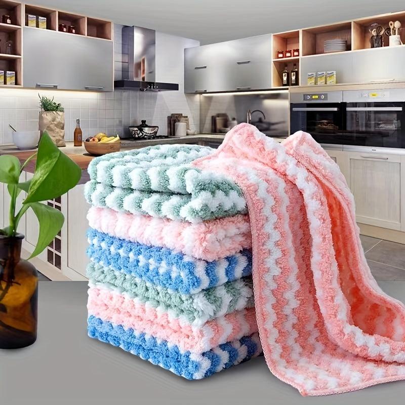 12pcs Coral Velvet Dishcloths Double Sided Dishwashing Towels Microfiber