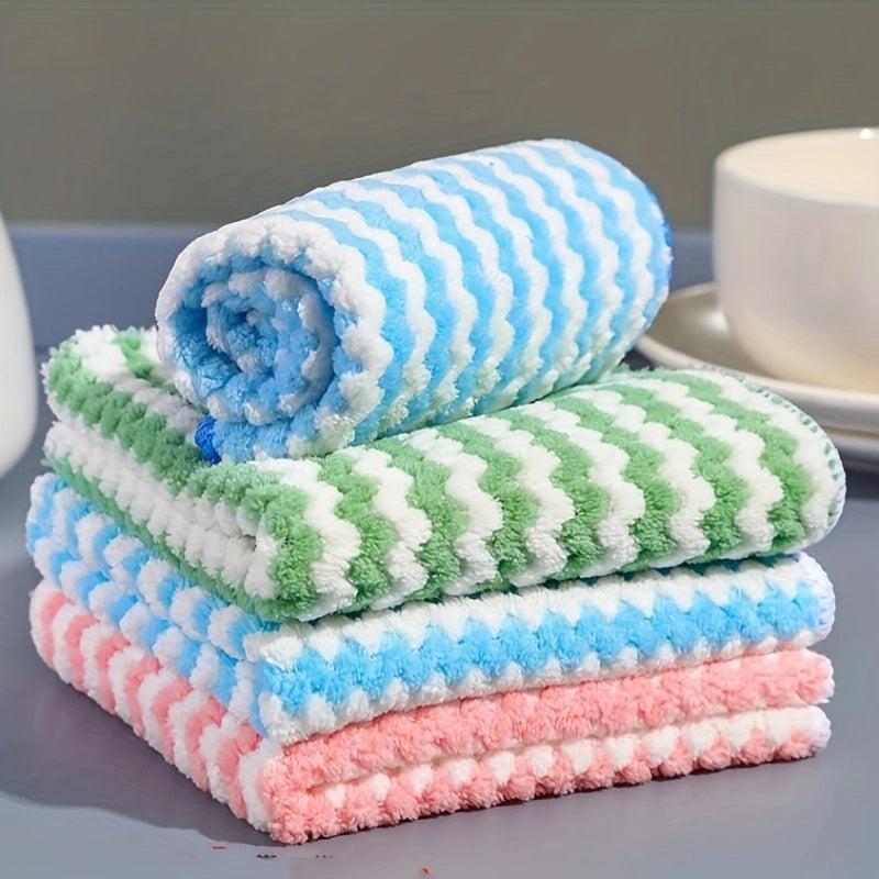 12pcs Coral Velvet Dishcloths Double Sided Dishwashing Towels Microfiber
