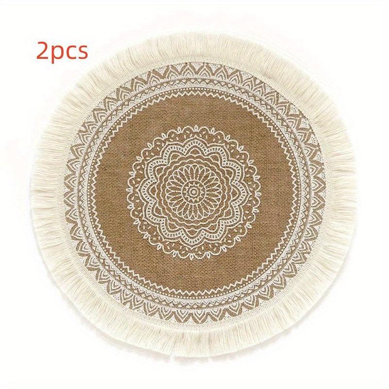 Boho Vintage Jute Placemat for Home Parties and Birthdays