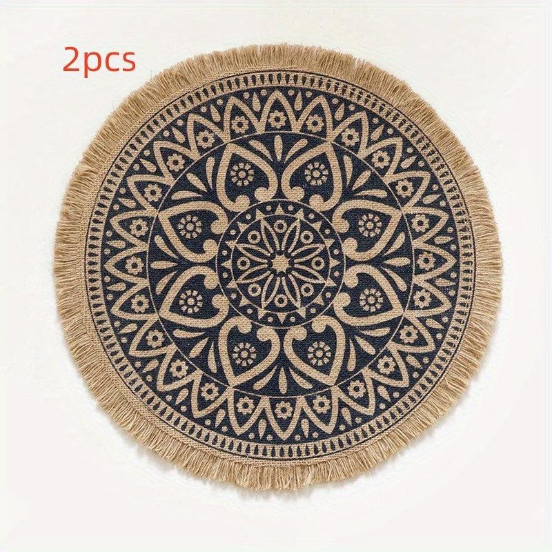 Boho Vintage Jute Placemat for Home Parties and Birthdays