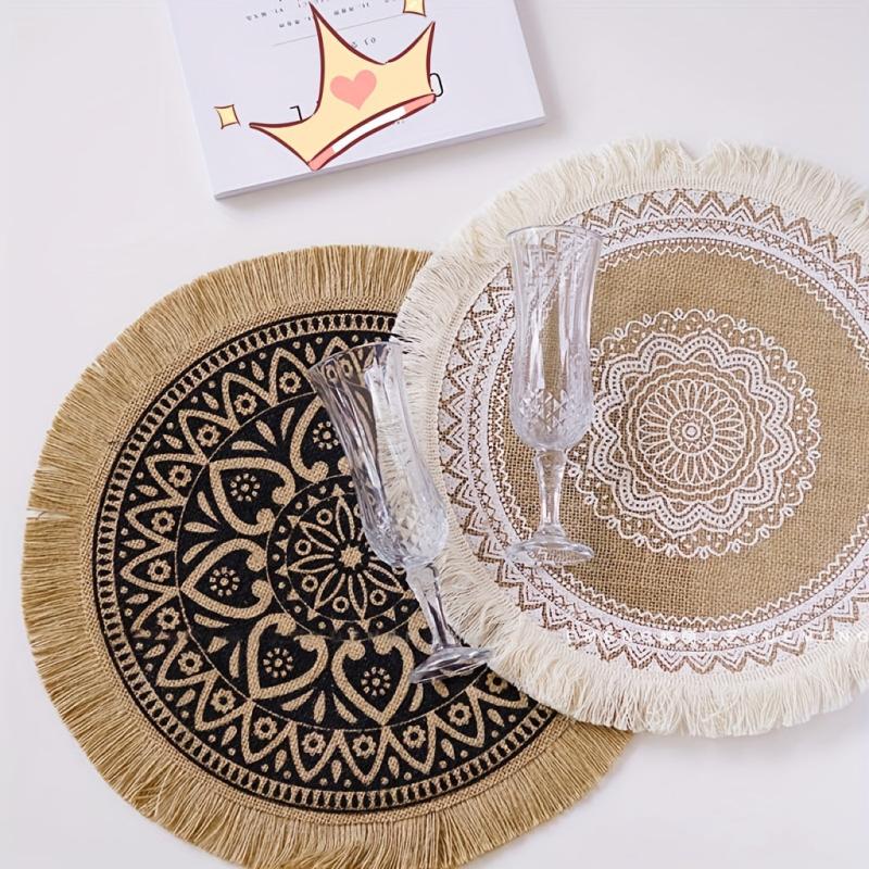 Boho Vintage Jute Placemat for Home Parties and Birthdays