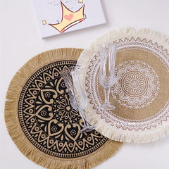 Boho Vintage Jute Placemat for Home Parties and Birthdays