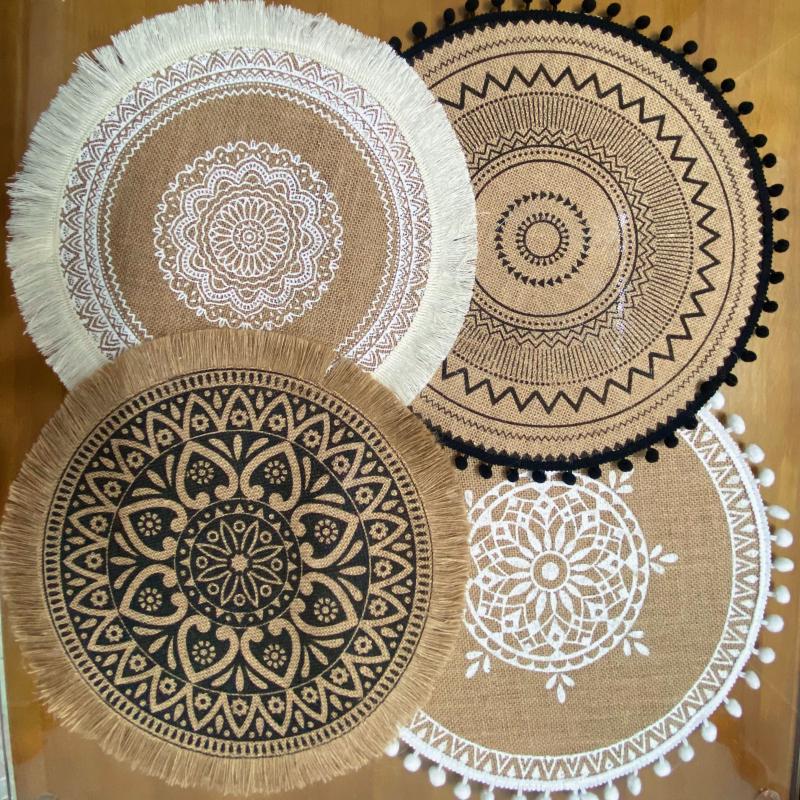 Boho Vintage Jute Placemat for Home Parties and Birthdays