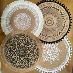 Boho Vintage Jute Placemat for Home Parties and Birthdays