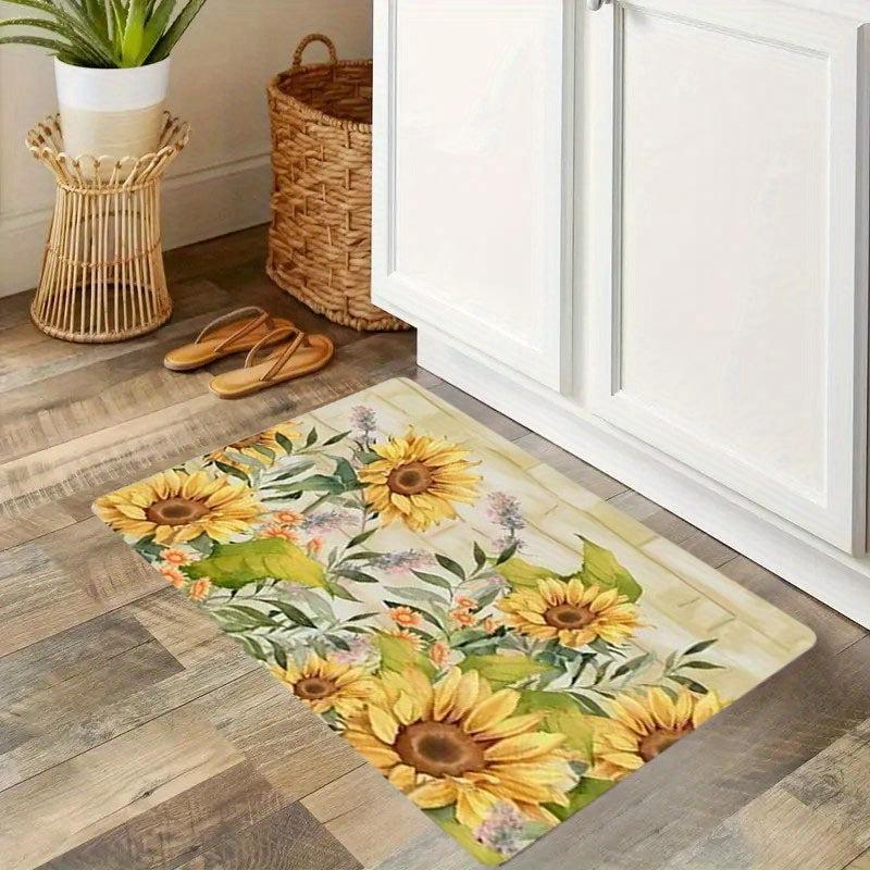 Boho Sunflower Kitchen Rug Anti-Fatigue Non-Slip Waterproof Mat