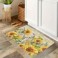 Boho Sunflower Kitchen Rug Anti-Fatigue Non-Slip Waterproof Mat