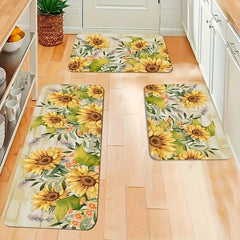 Boho Sunflower Kitchen Rug Anti-Fatigue Non-Slip Waterproof Mat