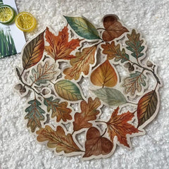 Leaf Print Placemat Round Table Mat Washable Anti-scalding Heat Insulation Pad
