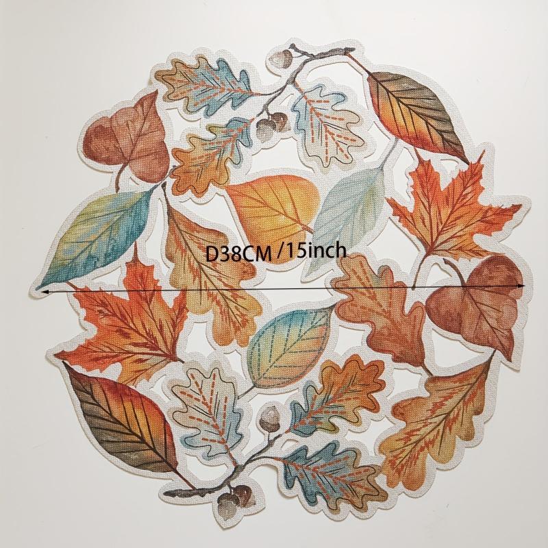 Leaf Print Placemat Round Table Mat Washable Anti-scalding Heat Insulation Pad