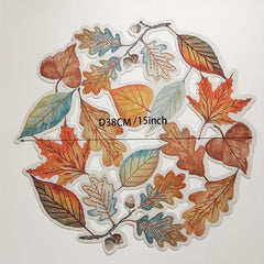 Leaf Print Placemat Round Table Mat Washable Anti-scalding Heat Insulation Pad