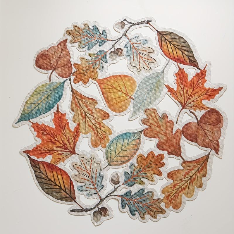 Leaf Print Placemat Round Table Mat Washable Anti-scalding Heat Insulation Pad