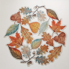 Leaf Print Placemat Round Table Mat Washable Anti-scalding Heat Insulation Pad