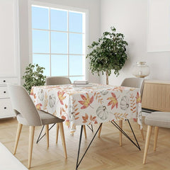 Autumn Table Cloth Waterproof Fall Pumpkin Orange Maple Leaf Decoration