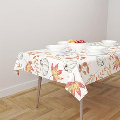 Autumn Table Cloth Waterproof Fall Pumpkin Orange Maple Leaf Decoration