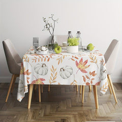 Autumn Table Cloth Waterproof Fall Pumpkin Orange Maple Leaf Decoration